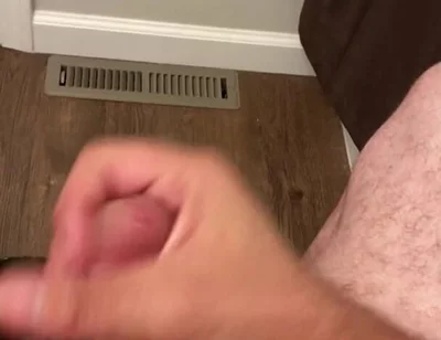 Snuck Into the Bathroom to Have a Quick Yank on My Big Cock and Release This Cum