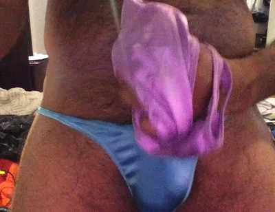 Satin Panties Wrapped Around My Throbbing Uncut Cock