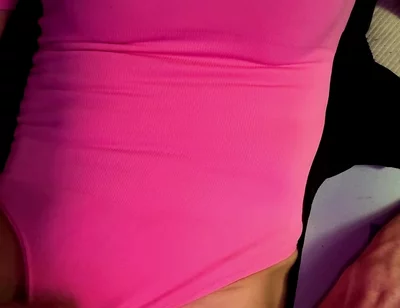 Cdmichelle Wearing Pink Bodysuit with Hard Nipples Cumming on Leg