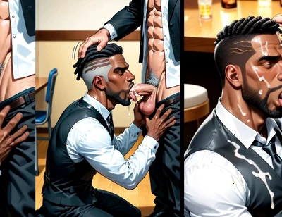 Black Waiter Sucks the Dicks of Customers and Kitchen Colleagues in Front of Everyone. Slide Pics Compilation Hentai