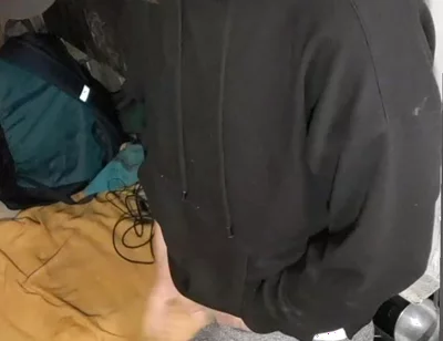 I Masturbate in Sweatpants, a Black Sweatshirt and Nike Sneakers