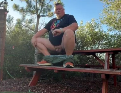 Chubby Guy Almost Caught Playing with His Soft Cock