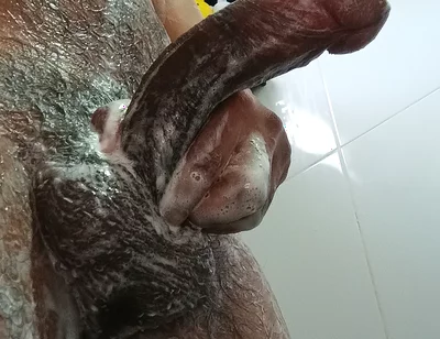 Stepdaddy Playing in the Shower with His Very Hard, Soapy Cock