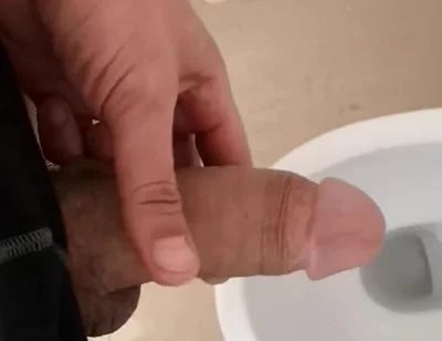 Hot and Hung Guy Filming His Dick While Jerking off an Cum Into the Toilet Sink