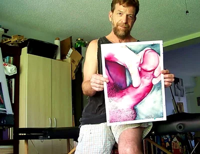 Hairyartist in Ripped Shorts During Art Studio Tour
