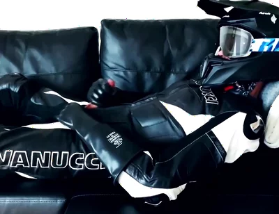 Rubber gloves biker jerking