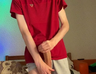 Skinny 55kg Guy Playing with His 23cm Heavy Meat