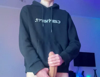 Skinny Boy Holding Back a Huge Cumshot Until It Hurts