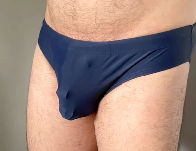 New Blue Speedo and Chastity Cage