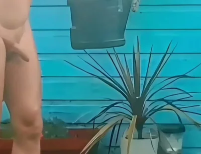 Naked Gardening & Huge Buttplug