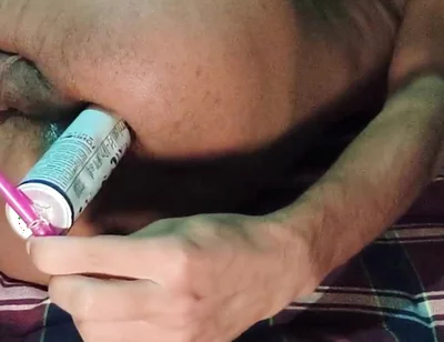 Gay Huge Ass Gape with Homemade Dildo