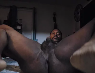 Presenting My Ass and Stroking My Big Black Cock