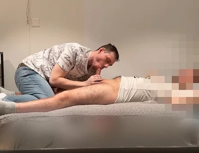 Young Hairy Straight Plumber Gets Sucked on the Couch Until He Cums