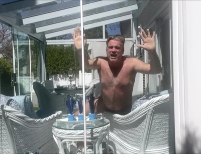 Hunk Stepdaddy Bear Naked Sunbathing in the Veranda 4
