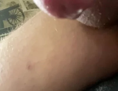 Closeup Big Stepdaddy Cock Oozing Precum and Creamy Thick Cum Load