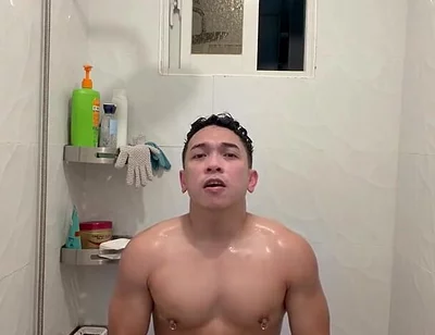 Hot Filipino Twink Jerks off in Steamy Shower