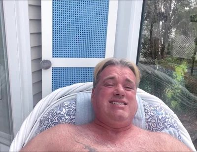 Hunk Stepdaddy Bear Naked Sunbathing in the Veranda 6