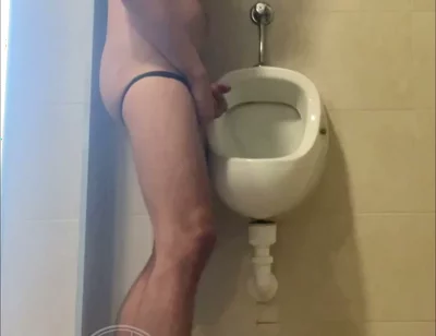 Dared His Flatmate to Expose His Hot Smooth Butt at the Pool's Public Toilets Urinal
