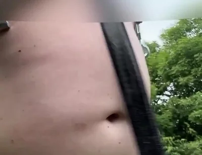 Walking Naked in Park.. with Nipple Clamps and Ballstretcher