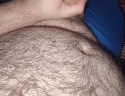 Fat Bear Jacking off & Cumming on Hairy Belly
