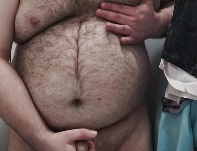 Fat Bear Jerks off on Toilet and Licks up His Cum