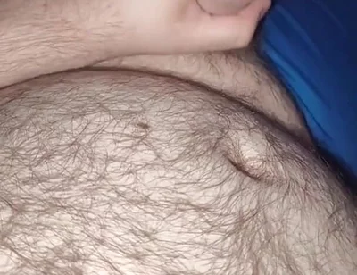 Fat Bear Jacking off & Cumming on Hairy Belly