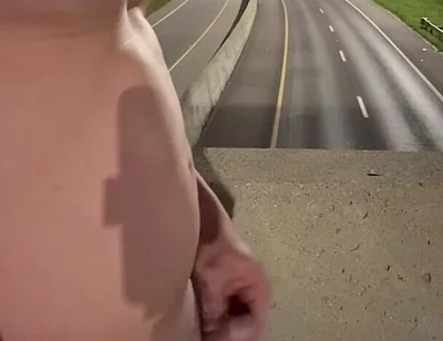 Asian Muscle Hunk Strips Naked on the Bridge - Ripped Flexing & Massive Cumshot