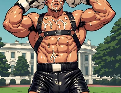 Asian Cum Covered Muscle Men Art