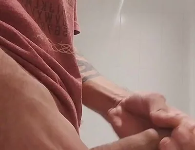 Cumshow in the Bathroom at Work