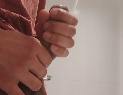 Cumshow in the Bathroom at Work