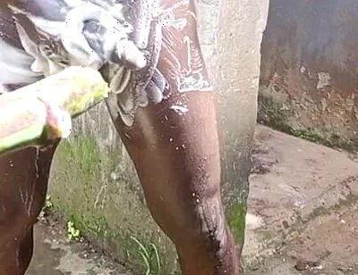 Outdoor Shower Takes Into Wide Cumshots