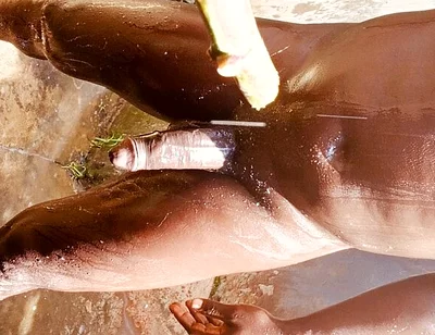 Outdoor Shower Takes Into Wide Cumshots