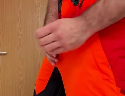 Tyler Blake Jerking off in Hivis Lumberjack Workwear - Muscle Flexes & Explosive Cumshot