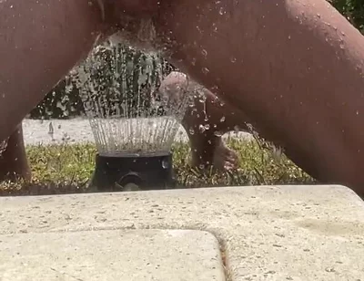 Cum with Water in the Garden