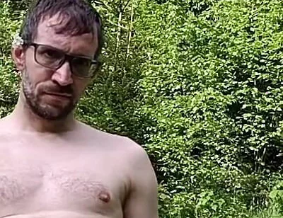 Masturbating Outside in the Woods Completely Naked, Huge Cumshot