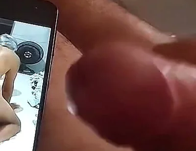 Ladysilva Masturbating Her Hot Cock Watching Her Video on Her Cell Phone