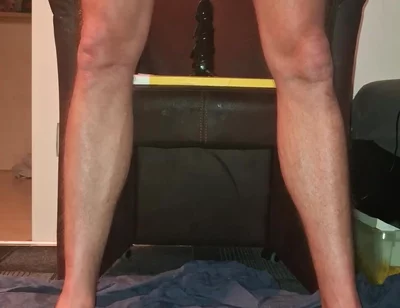 Hot Gay with Beautiful Feet Rides Dildo and Has Pissing Orgasm