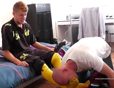 Soccer master stinky feet socks licking