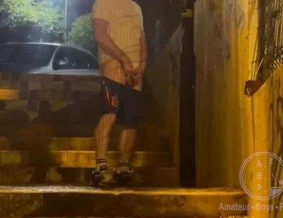 Straight Boy Caught Peeing in the Street for the Second Time in the Same Night - Homemade Video
