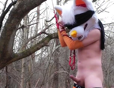 Bondaged Young Twink Piss in Forest
