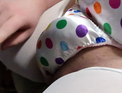 Rainbow Polka Dot Satin Thong Play