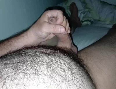 Uncut Hairy Gay Masturbating and Cum