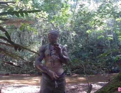 Handjob in the Waterfall Cumming with Soft Cock