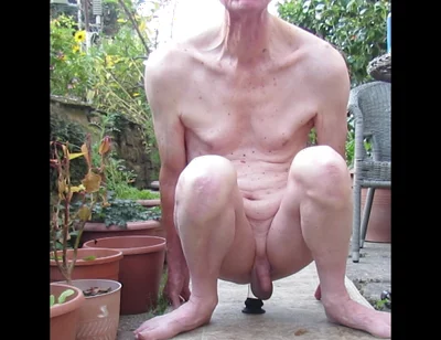 Riding Large Glass Cock Outdoors