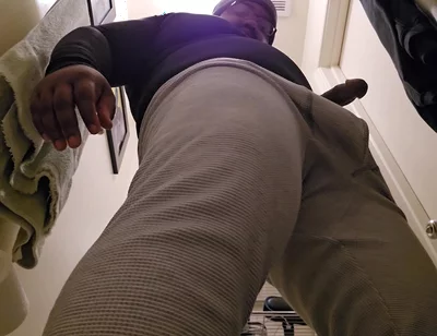 Black Stepdaddy Nuts in Bathroom After Work