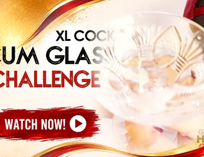 Cock Squirts in the Cum Glass at the Gloryhole