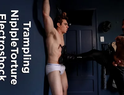 BDSM Leather Session - Trampling CBT and Nipple Play