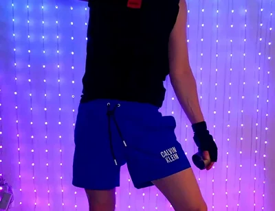 Fitness Workout in Blue Ck Shorts