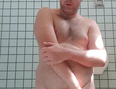 Nude Boy in Pubblic Bathroom