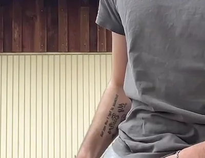 Russian Boy Plays with His Cock on the Terrace. Very Risky